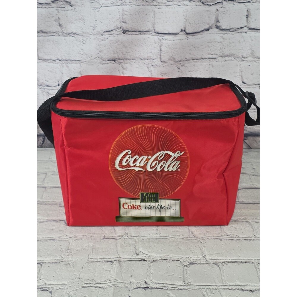 Coke Vintage Style Soft Cooler Lunch or Drinks Compact Coke Bag w/ Zipper